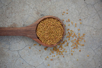 High angle view of breakfast on table