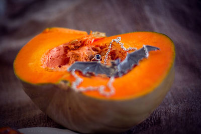 High angle view of orange on table
