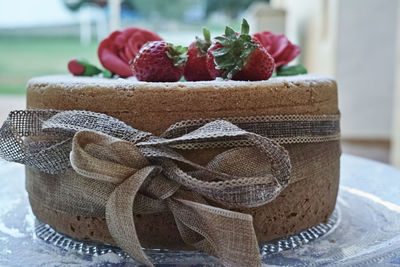 Close-up of cake on table