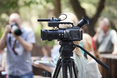 Close-up of video camera