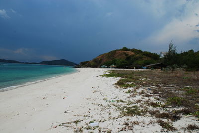 Scenic view of beach against sky