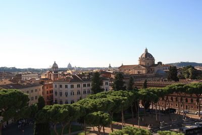 Residential buildings against clear sky