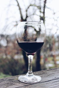 Close-up of wine glass on table