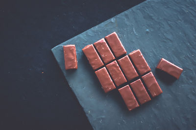 High angle view of food on table