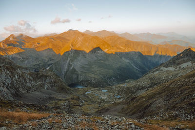 A scenic view on a mountain lake in the pyrenees.