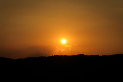 Scenic view of silhouette landscape against sky during sunset