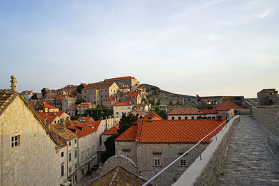 High angle view of townscape against sky