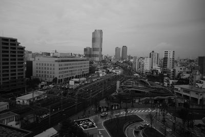 High angle view of cityscape against sky