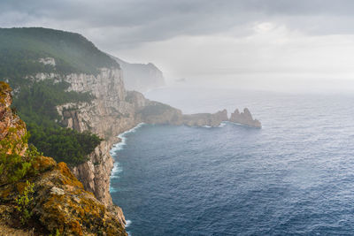 Ibiza, spain the bay es raco vert and punta ses torretes at the north coast of ibiza island