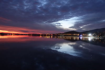 Scenic view of sea against sky at night