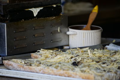 Close-up of food on table