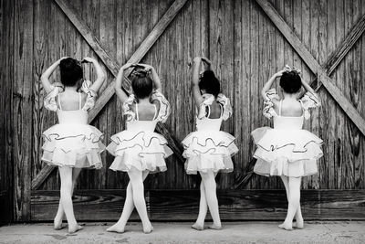 Rear view of ballerinas