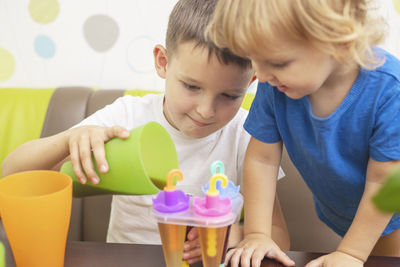 Boy playing with toys