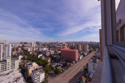 High angle view of cityscape against sky
