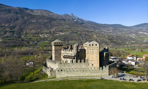 Aerial view of the fénis castle aosta valley