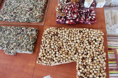 High angle view of vegetables for sale in market