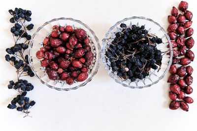 High angle view of fruits on table