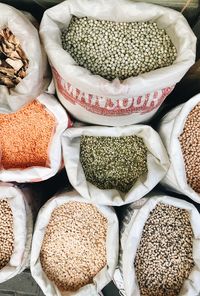 High angle view of various fruits for sale in market