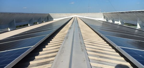 Low angle view of modern building against sky