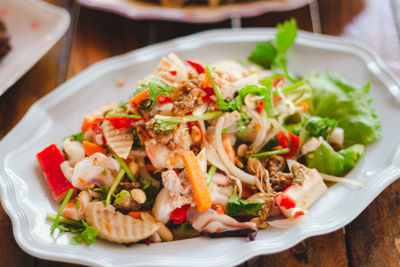 Close-up of food in plate on table