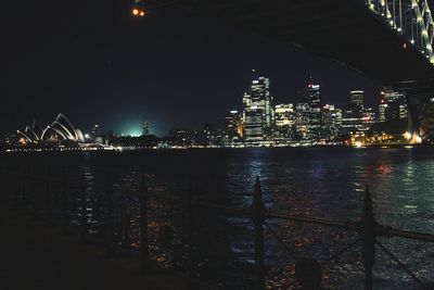 Illuminated cityscape at night