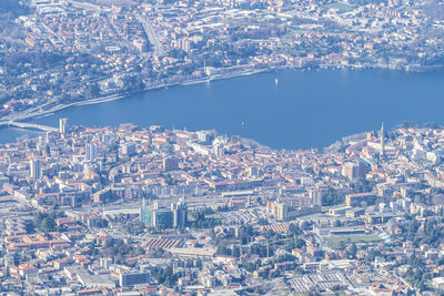 Aerial view of lecco and his lake