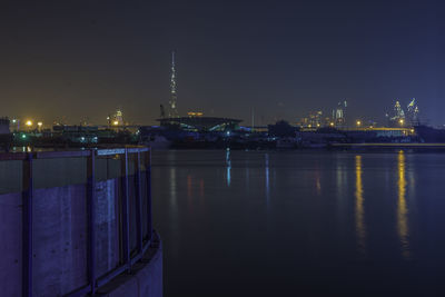 Illuminated buildings at waterfront