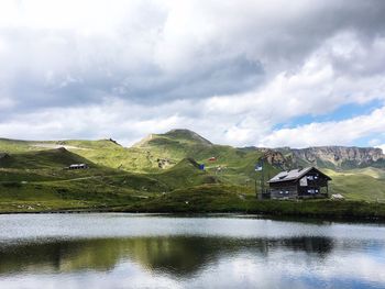 Scenic view of lake against sky