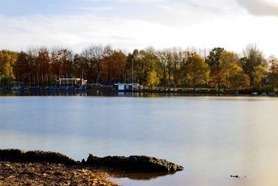 Scenic view of lake against sky