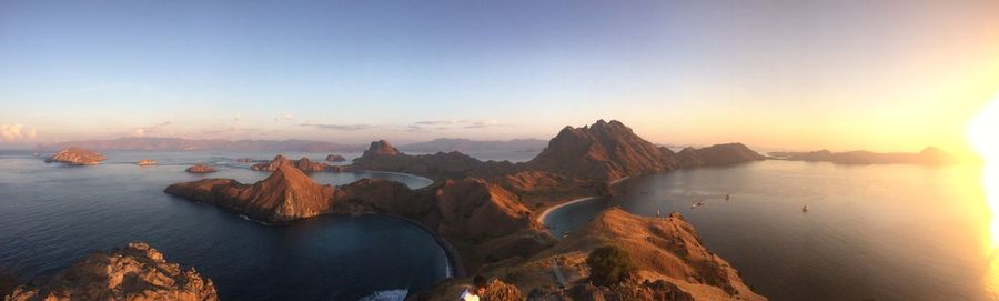 Panoramic view of sea against sky during sunset