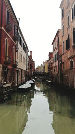 Canal amidst buildings against clear sky