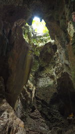 Low angle view of rock formation in cave