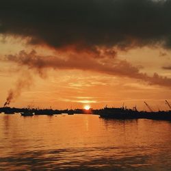 Scenic view of sea at sunset