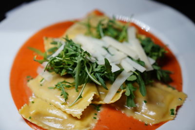 Close-up of meal served in plate