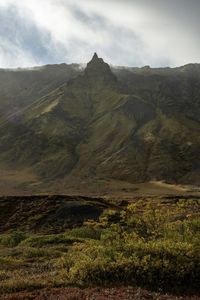 Scenic view of mountains against sky, Þórsmörk, iceland