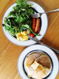 Close-up of breakfast served on table