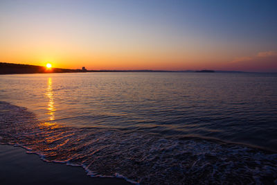 Scenic view of sea against sky during sunset