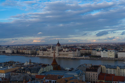High angle view of townscape against sky