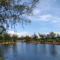 Scenic view of lake against sky