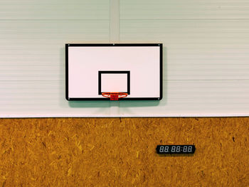 Basketball hoop in the high school gym. sporting hall