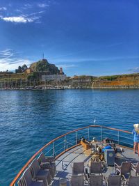 Scenic view of sea against blue sky