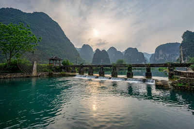 Scenic view of lake against sky