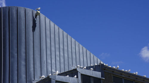 Low angle view of building against blue sky