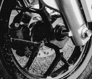 High angle view of bicycle wheel