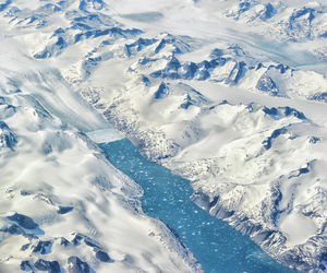 High angle view of snowcapped mountains