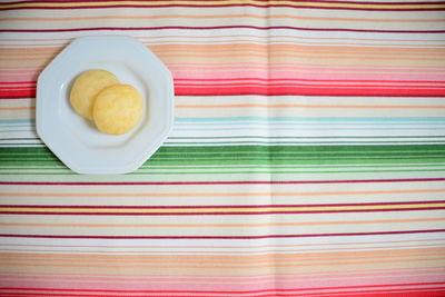 High angle view of breakfast on table