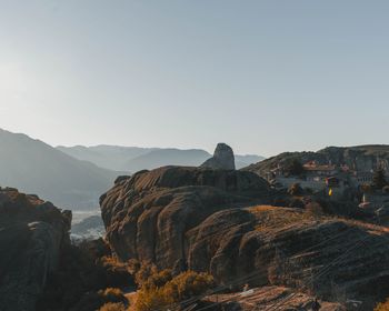 Scenic view of mountain against clear sky