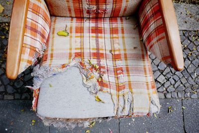 Close-up of damaged chair