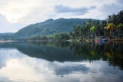 Scenic view of lake against sky