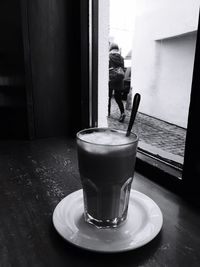 Close-up of coffee cup on table